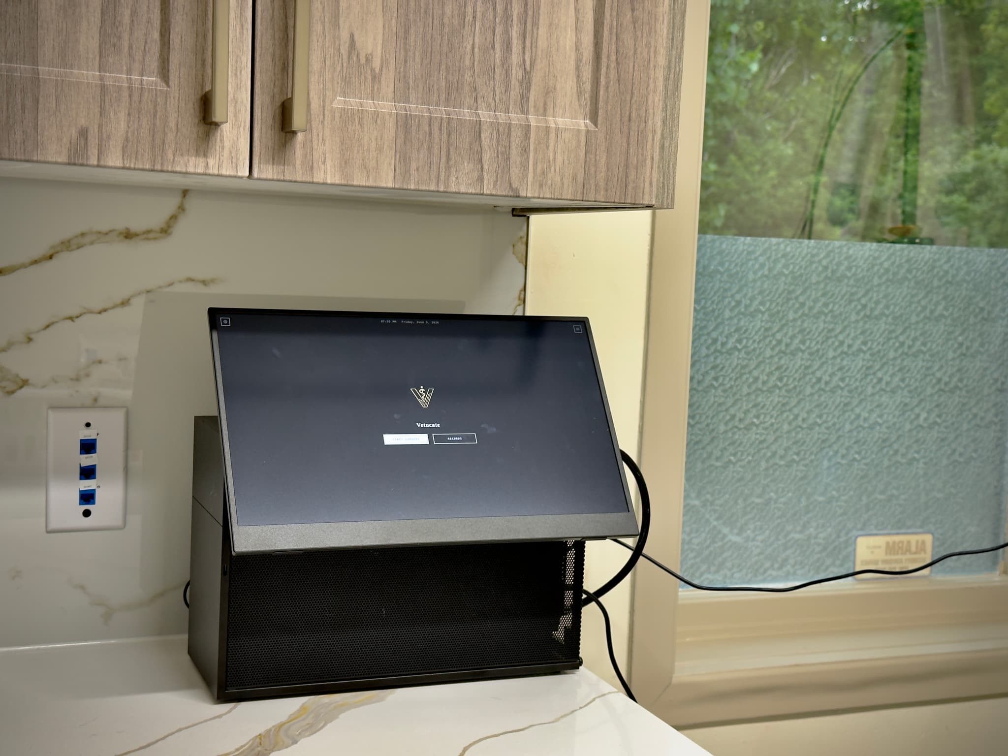 Screen raised at an angle